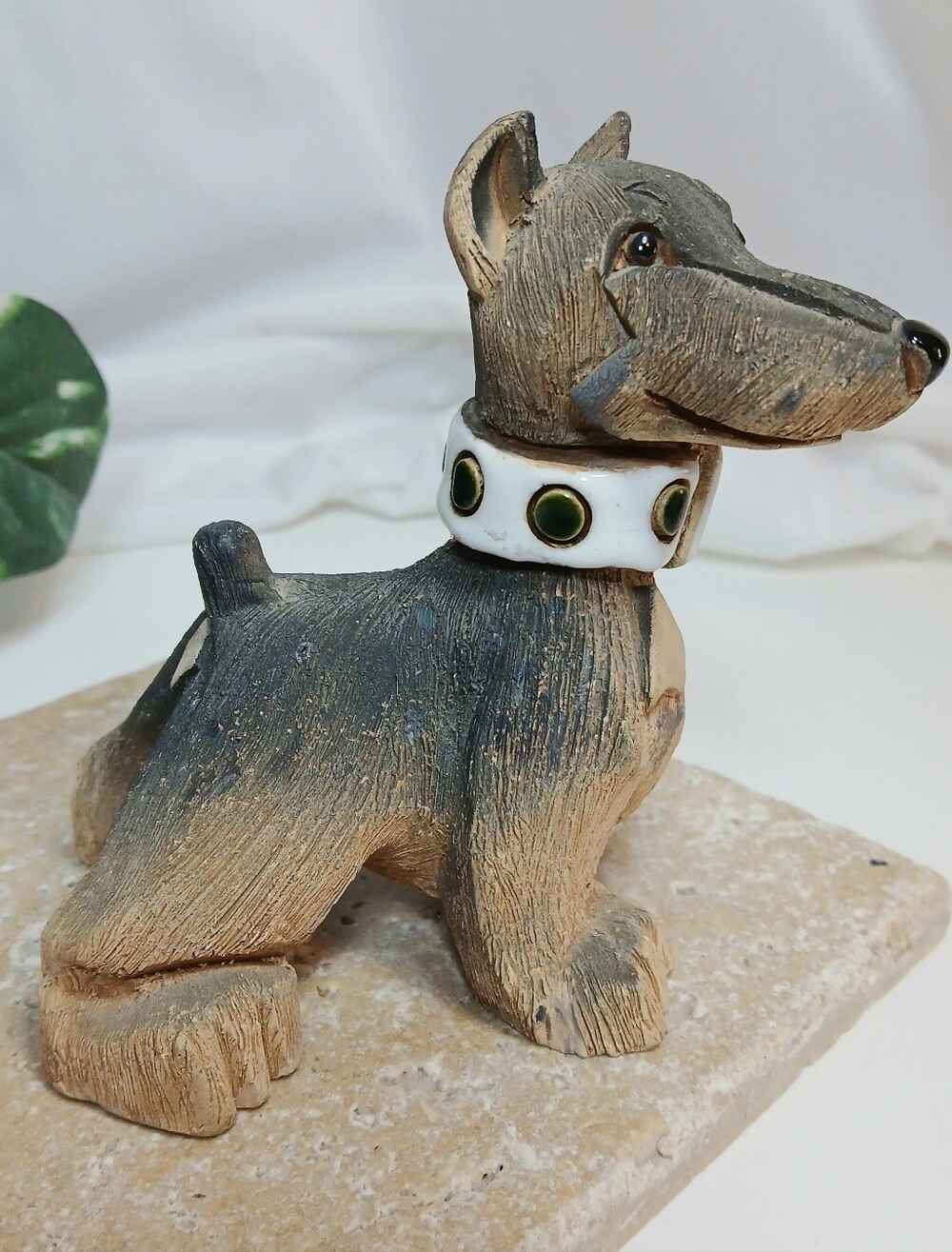 Artesania Rinconada Doberman Dog Stoneware Figurine Vintage 1980s Uruguay